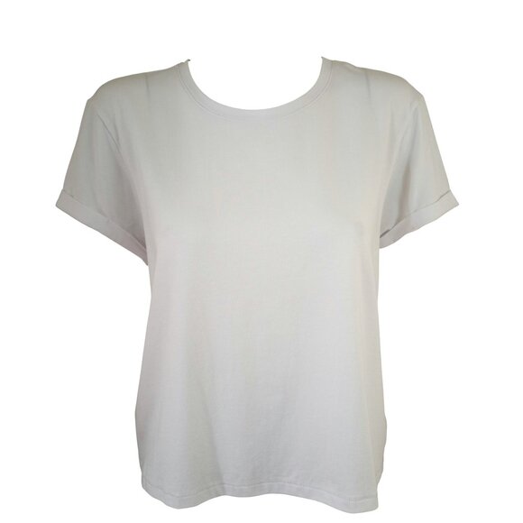 NWT Rachel Zoe White Crew Neck Short Cuffed Sleeve Tee T-Shirt - Picture 1 of 7